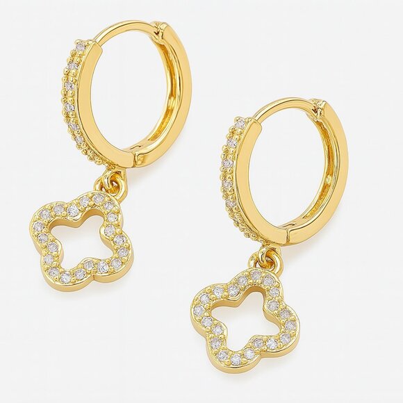 “Ireland” ✨ Clover Petite Hoop Earrings (gold OR silver) - Picture 3 of 4